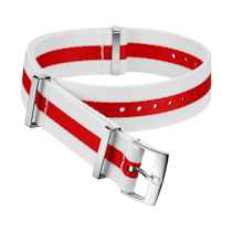 NATO-Armband - Weiß-rotes Polyamidarmband mit 3 Streifen - 031CWZ010640w