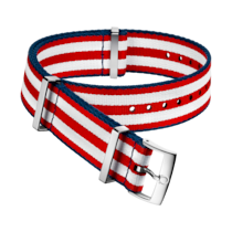 NATO-Armband - Rot-weißes Polyamidarmband mit 5 Streifen und blauen Rändern  - 031CWZ010616w
