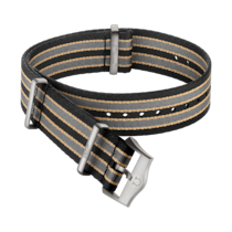 NATO-Armband - Gestreiftes dunkelbraun-grau-beigefarbenes Polyamidarmband - 031CWZ014739w