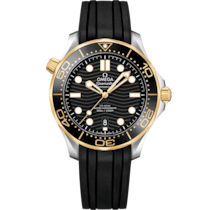 Seamaster Diver 300M 42 mm, steel - yellow gold on rubber strap - 21022422001001