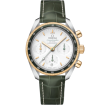 Speedmaster 38 38 mm, steel - yellow gold on leather strap - 32423385002001