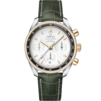 Speedmaster 38 38 mm, acier - or jaune sur bracelet en cuir - 32428385002001