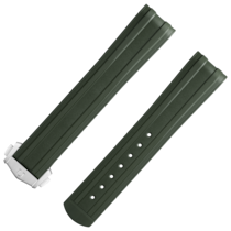 Cinturino a due pezzi - Cinturino in caucciù verde con fibbia déployante per il Seamaster Diver 300M - 032Z017213W